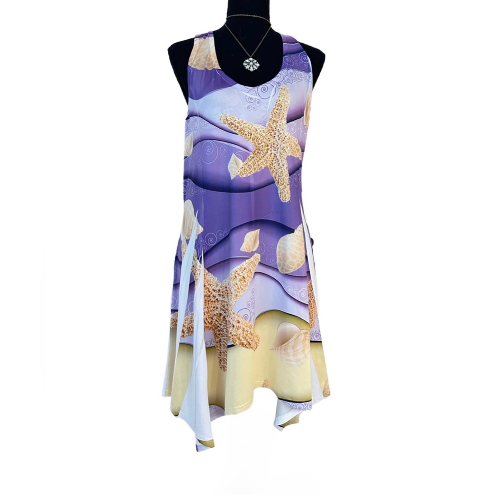 #46 INDIA BOUTIQUE ~ Purple/Gold or Pink/Gold Asymmetrical Lace Dress/Cover Up - Picture 7 of 9